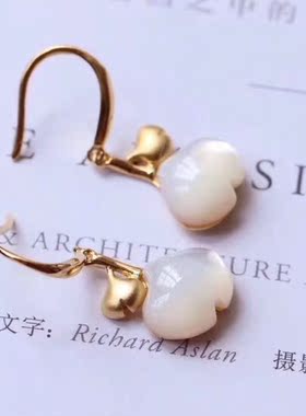 珠宝镶嵌银杏叶手工形状耳环