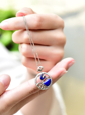 珠宝老矿料螃蟹天然白金吊坠