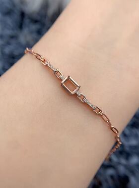 S925银手链空托水晶气质轻奢底托