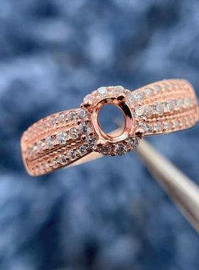 S925银托工厂戒指空托椭圆形4*5