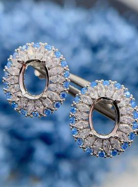 精工S925纯银套装银托宝石翡翠