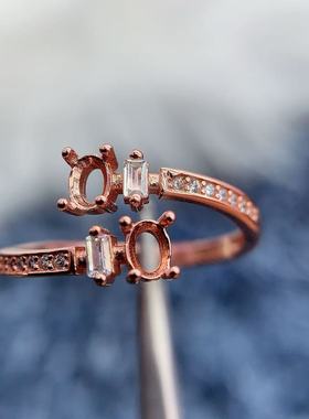 S925银托工厂双石款戒指空托多款