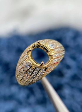 新款重工宽戒指空托6*8银S925