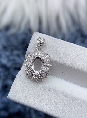 S925银吊坠空托气质轻奢华丽花朵