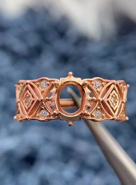 S925银戒指空托精致时尚复古高贵