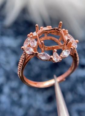 S925银戒指空托轻奢气质高级百搭