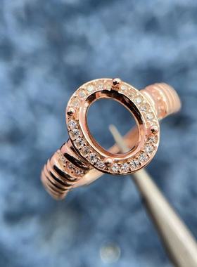 S925银托工厂戒指空托7*9mm多款