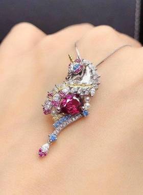 哥特风纯银独角兽吊坠水滴型空托