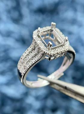 S925纯银戒指空托5*7mm精致重工