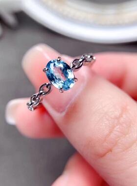 气质小众设计孔雀蓝风信子石戒指