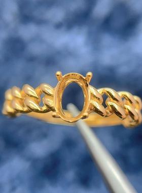 简约开口戒指空托S925银宝石底托