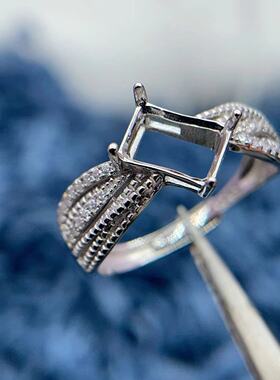 精工丝带戒指空托S925纯银底托