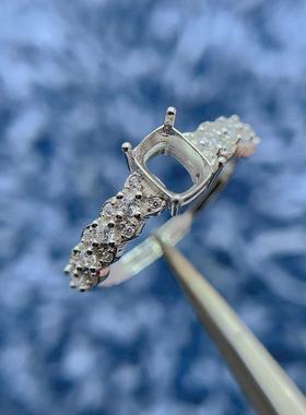 S925纯银戒指空托5*6mm尖晶石托