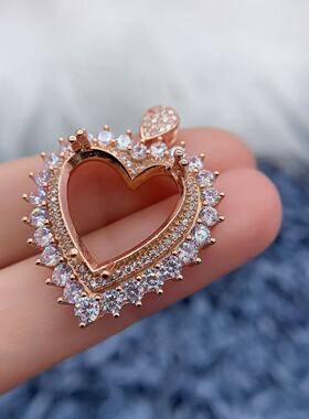 S925银吊坠空托围钻奢华华丽大气