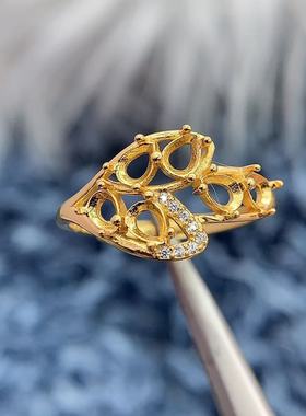 S925银戒指空托气质高级精工百搭