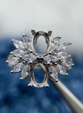 银托彩宝工厂S925纯银戒指空托