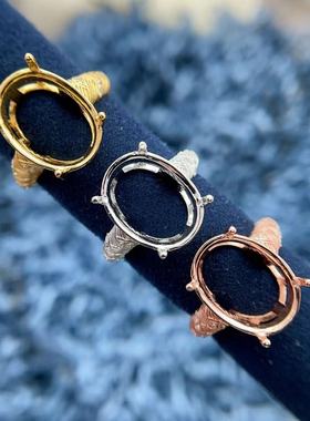 S925银托工厂戒指空托12*16百搭