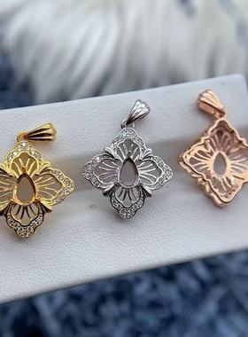 纯银时尚新款锁骨链项坠空托