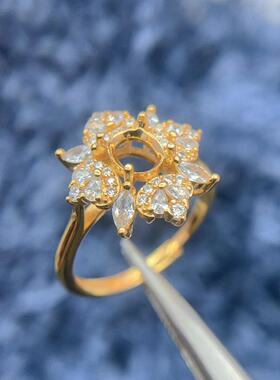 S925银戒指空托5*6mm豪华夸张款