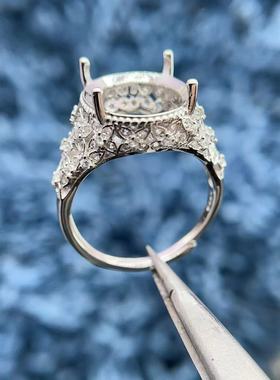 S925纯银戒指空托12*16mm重工