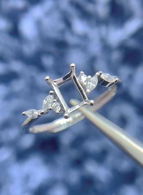 银托工厂S925银戒指空托4*6mm