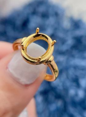 s925银戒指托8*10mm有质感未镶嵌