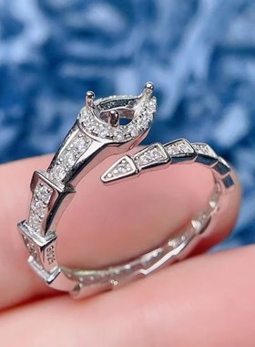 S925银戒指空托宽版窄版石位4*6