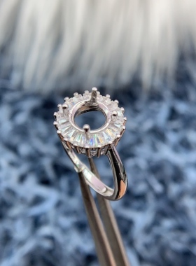 S925银戒指空托时尚轻奢高级富贵