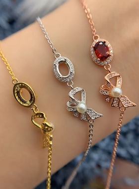 S925银手链空托精致气质高级时尚