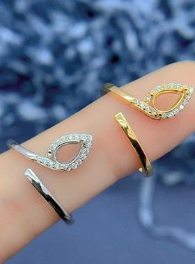 银托工厂水滴戒指S925银4*6/6*8