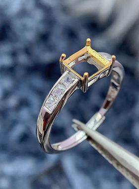 S925银戒指空托简单大气高级百搭