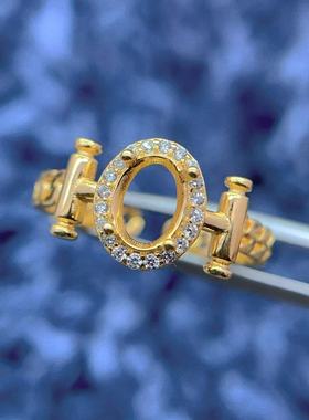 天然橄榄石戒指甜酷S925银戒托