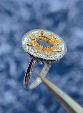 红色宝石戒指S925银精工拉丝戒托