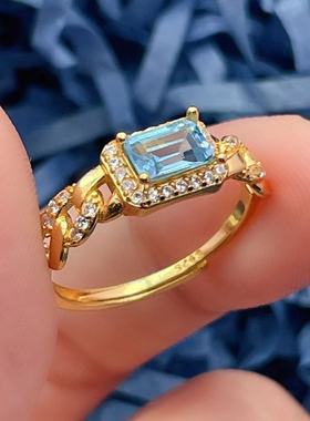 S925银托天然彩宝戒指女