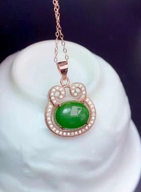 925银椭圆形镶嵌吊坠空托可定制