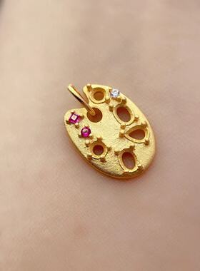 新款调色盘吊坠彩宝项链坠可定制