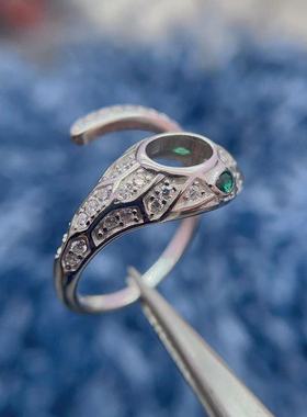 绿宝石戒指吊坠S925纯银透辉石蛇