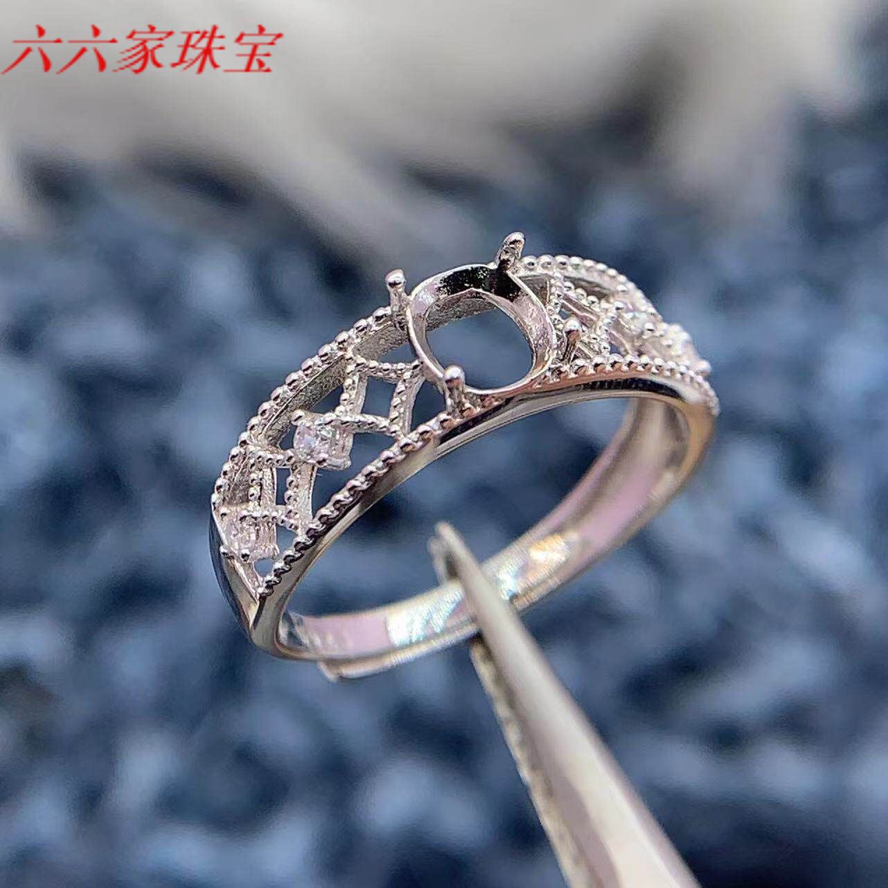 S925 silver ring empty support temperament high-end niche and versatile