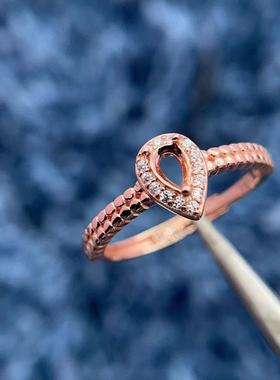 S925纯银戒指空托3*5mm精工百搭