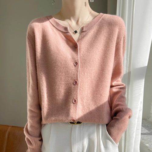 2025秋季新款小V领羊毛针织衫开衫短款女装上衣毛衣长袖外套 - 图2