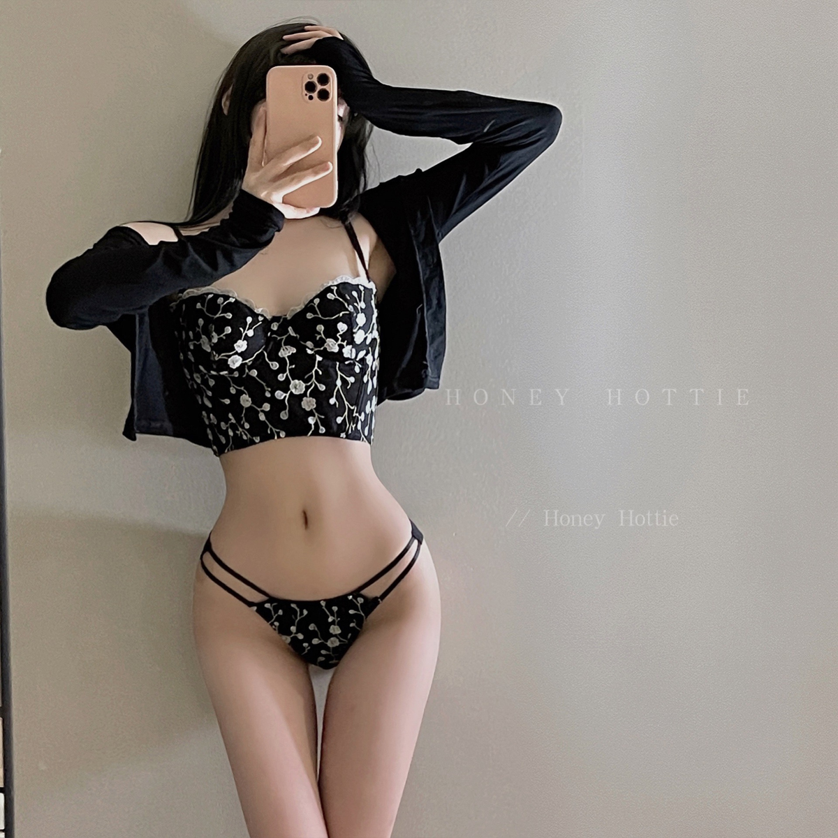 『Hottie』不解风情法式性感蕾丝小胸聚拢内衣女大胸显小文胸套装 - 图1