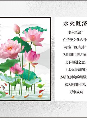 厨房玄关卫生间莲花聚财防水贴画