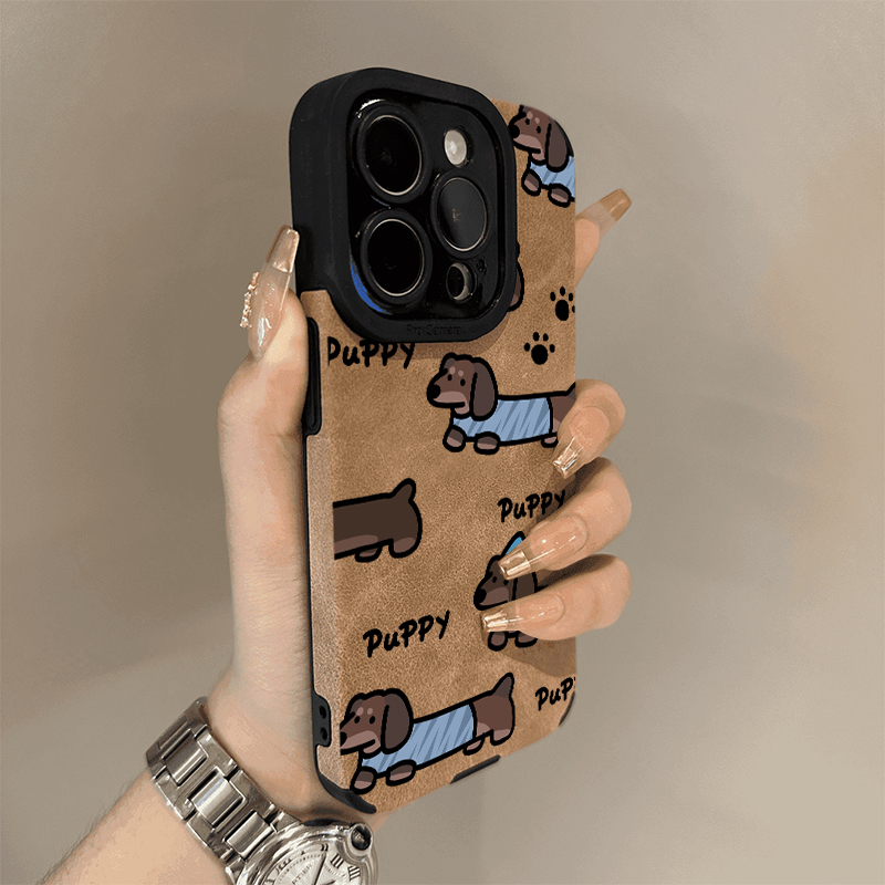 复古腊肠小狗适用苹果15promax手机壳iphone14pro新款16promax可爱卡通13小众12保护套防摔11翻毛皮15plus潮 - 图2