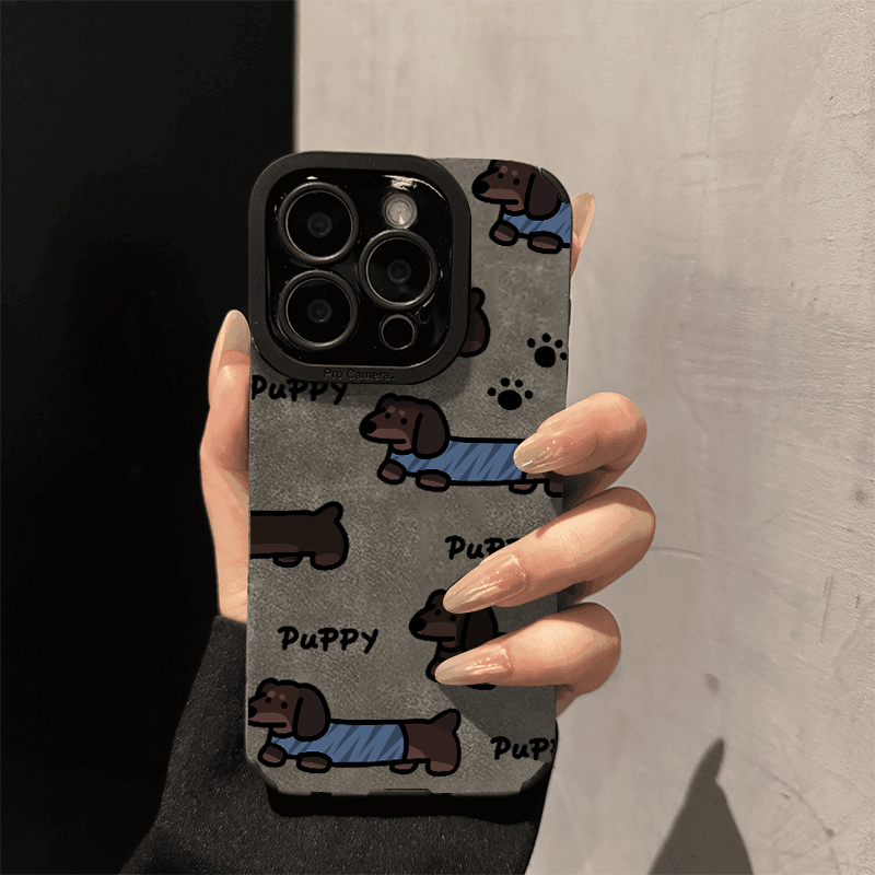 复古腊肠小狗适用苹果15promax手机壳iphone14pro新款16promax可爱卡通13小众12保护套防摔11翻毛皮15plus潮 - 图0