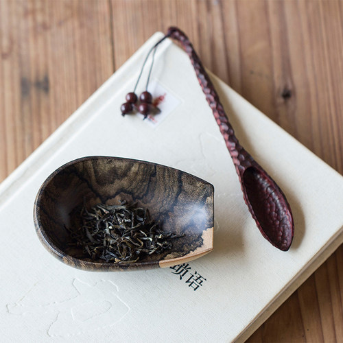 龙虫并雕斋黑柿木茶则茶具老料手工制作一体无拼接茶道四君子茶拨 - 图2