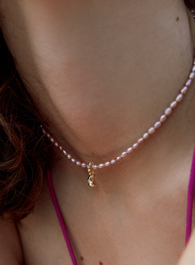 pn月亮吊坠天然淡水珍珠项链