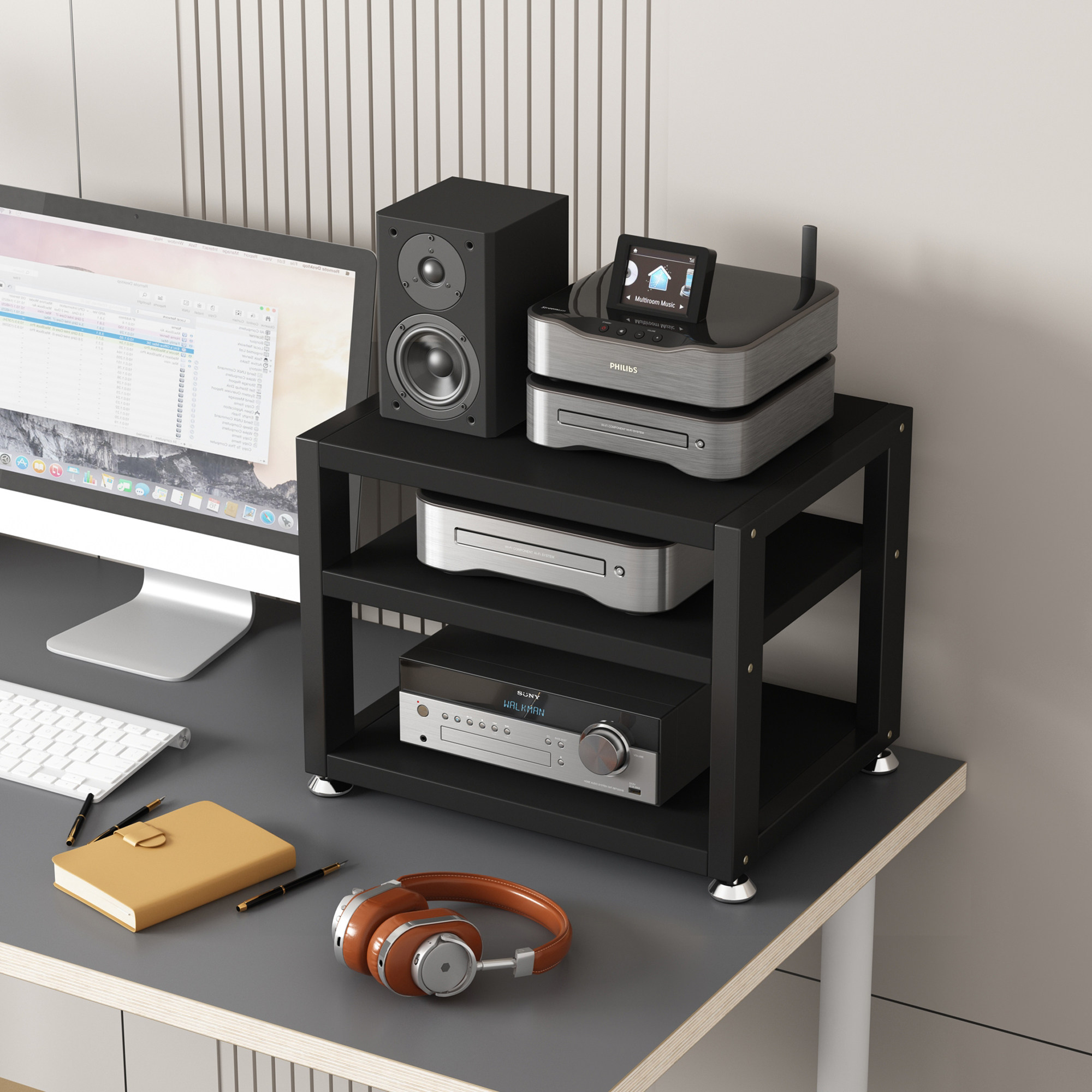 小尺寸桌面功放机架耳机放大器支架解码器CD机声卡调音台支架子,淘宝优惠券,粉丝福利购,淘宝优惠卷