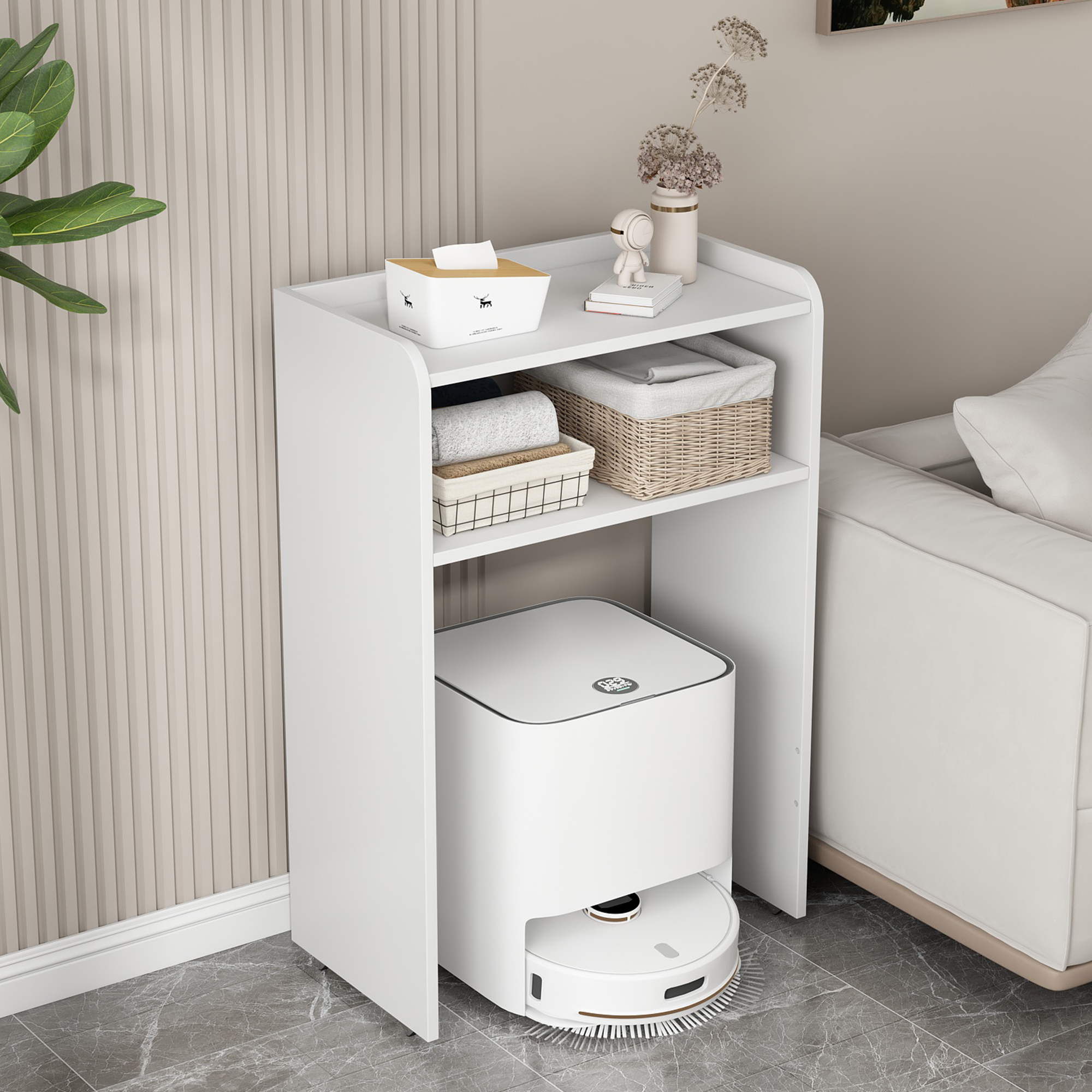 实木扫地机置物柜云鲸通用型石头扫地机架子追觅基站柜鱼缸架边几 - 图1