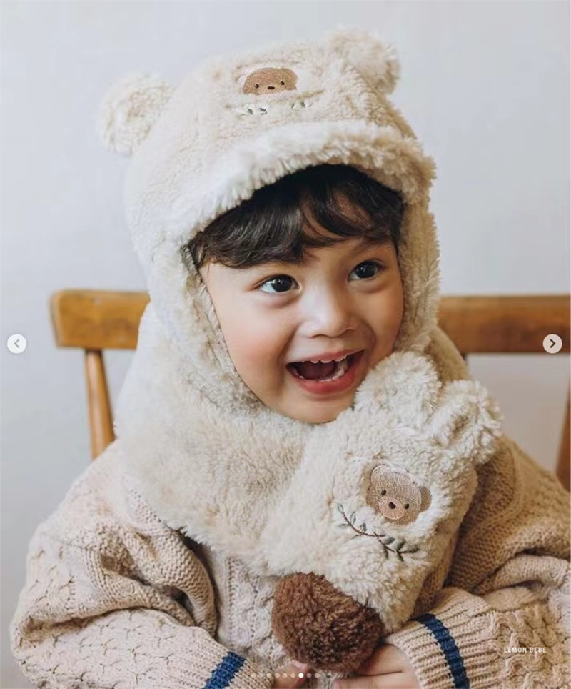 韩国ins儿童帽子围巾套装宝宝冬季保暖护耳针织毛线帽男女童围脖