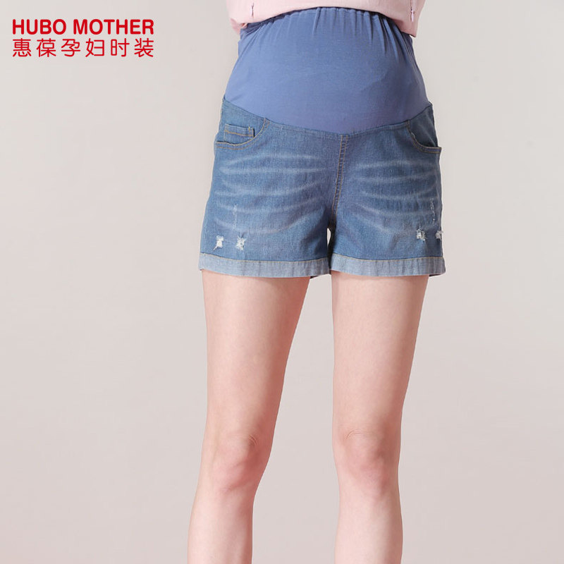 惠葆夏季孕妇裤短裤纯棉托腹牛仔裤 惠葆德圆孕妇打底裤